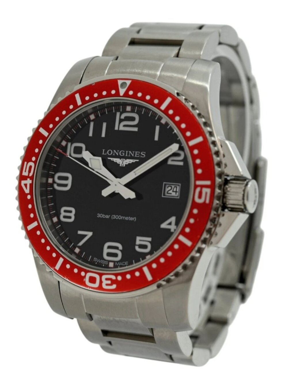 Longines 41mm Men's Hydro Conquest EF Co Red Bezel Swiss Watch! Ref: L3.689.4!